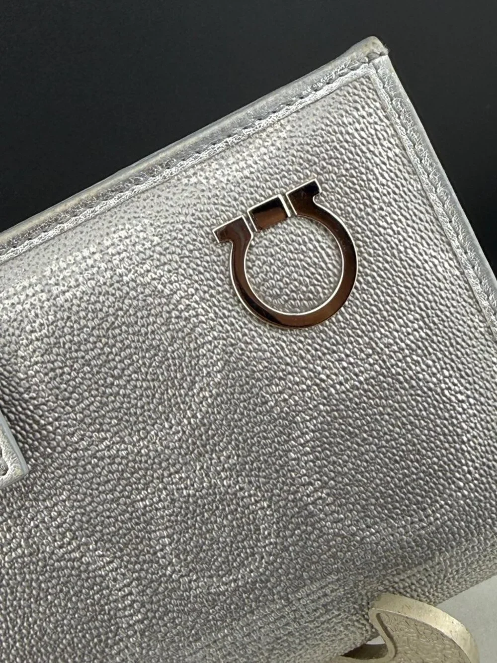 Vintage Salvatore Ferragamo Gancini Silver Wallet